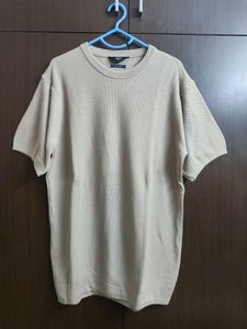 Ascot Men's Beige Textured Short Sleeve T-Shirt