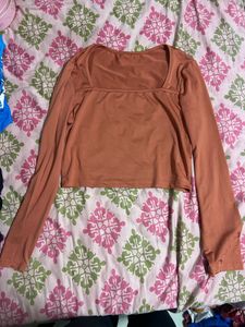 Chic Square Neck Long Sleeve Top