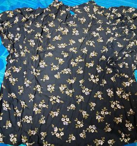 Floral Print Mock Neck Top
