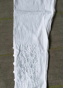 White Embroidered Cotton Leggings
