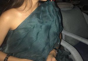 STATEMENT Bottle Green One Shoulder Asymetric Top
