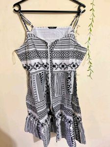 Boho Print Mini Dress with Tassels