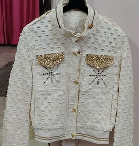 Designer   danim Embellished White Jacket