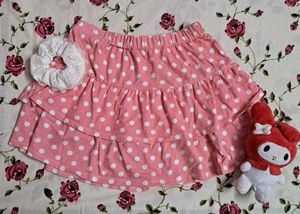 FREE DELIVERY 🩷 Pink Polka Dot Tiered Skirt