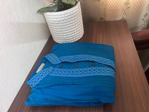 Vibrant Blue Embroidered Kurta