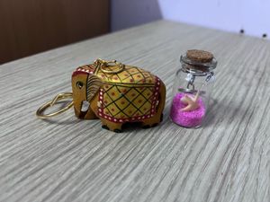 Cute Elephant & Starfish Bottle Keychain Set