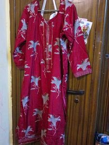 Maroon Floral Kurta Set with Dupatta