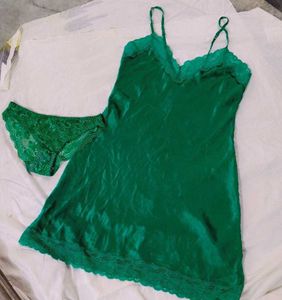 Emerald Green Satin Lace Nightie