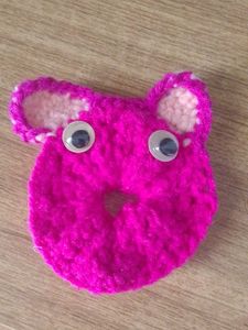 Cute Pink Crochet Bear Hair rubberband