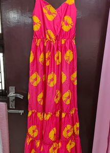 Pink & Yellow Tiered Maxi Dress