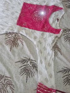 Elegant White &amp; Pink Anarkali