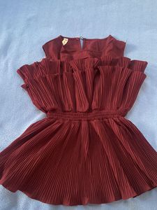 Maroon Pleated Tunic Top