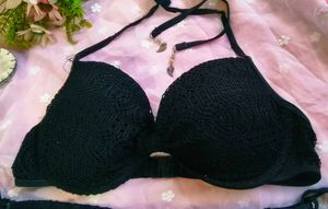 Black Textured Bikini set👍
