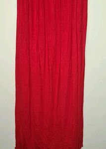 Elegant Red Ruched Dress with Embellishment