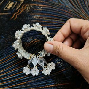 Silver Plated Floral kada or Bracelet
