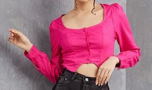 Urbanic Vibrant Pink Cropped Square Neck Top