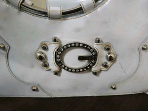 Guess White Patent Leather Handbag