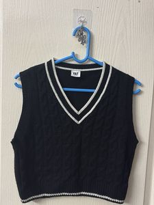 Black Jersey Knit Vest
