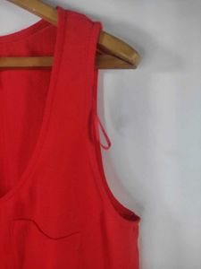 Mango Red Sleeveless Button-Front Blouse
