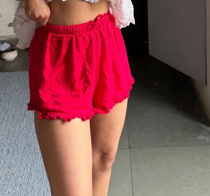 Comfy Red Shorts with White Top