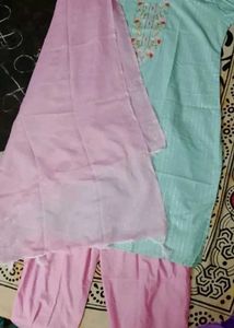 NewElegant MintGreen KurtaSet with PinkDupatta