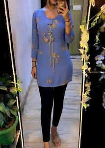 Stylish Blue Printed Kurti