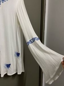 Vero Moda White Embroidered Bell Sleeve Top