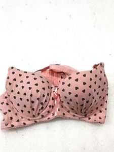 Cute Pink Heart Print Bra