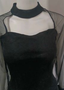 Vogue Small Chic Black Sheer Sleeve Dress
