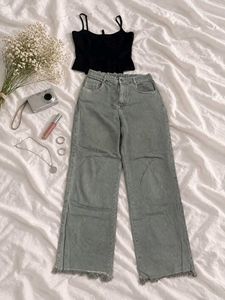 Wide Leg Frayed Jeans