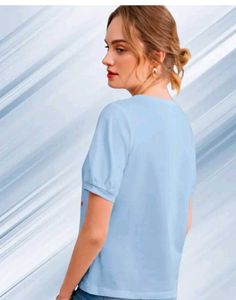 Light Blue Embroidered T-Shirt