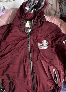 Maroon Hooded Bomber Jacket