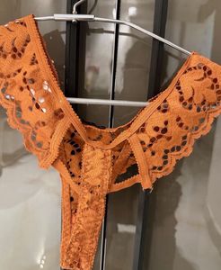 Orange Lace Bra &amp; Panty Set