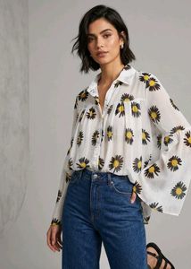 Sheer Daisy Print Blouse
