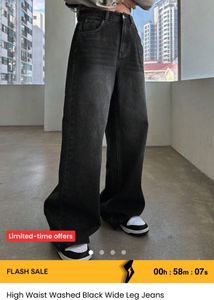 Baggy Washed High Waist Wide Leg Jeans