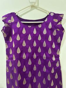 Purple Kurta with Silver Drops