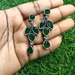 Kayan Green Stone Dangle Earrings