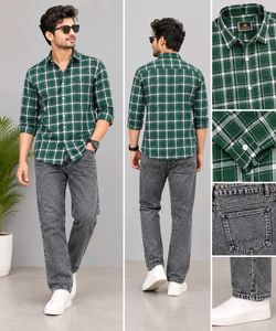 Green Plaid Men's Casual Shirt