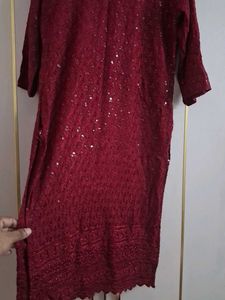 Maroon Sequined Kurta