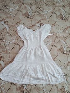 White Broderie Anglaise Midi Dress