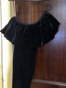 Black Velvet One-Shoulder Dress