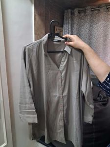 Stylish Grey Button-Up Tunic