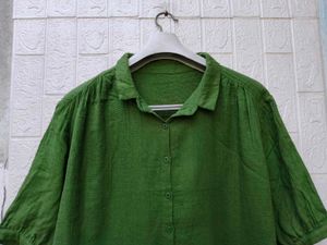 New with tag Korean Green Linen Button-Up Shirt
