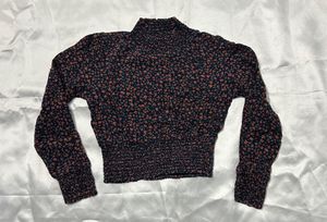 Crop Floral Print Smocked Top