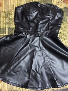 Strapless Faux Leather Dress