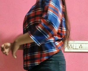 Stylish Plaid 3/4 Sleeve Top