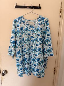 Floral Print Cotton Kurta (plus size)