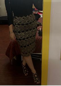 Elegant Black &amp; Gold Lace Skirt