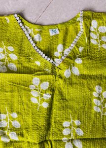 Green Leaf Print Kurta