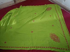 Vibrant Green Embroidered Saree